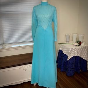 Vintage 1970 Custom Maxi Dress, Sz M